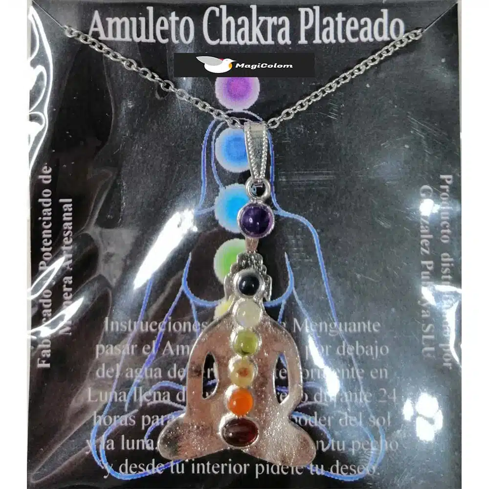 Amuleto Artesano Metal Plateado Buda Rezando