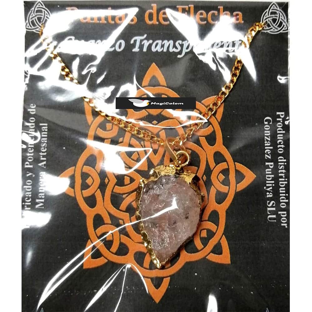 Colgante Punta de Flecha Dorada de Cuarzo Cristal