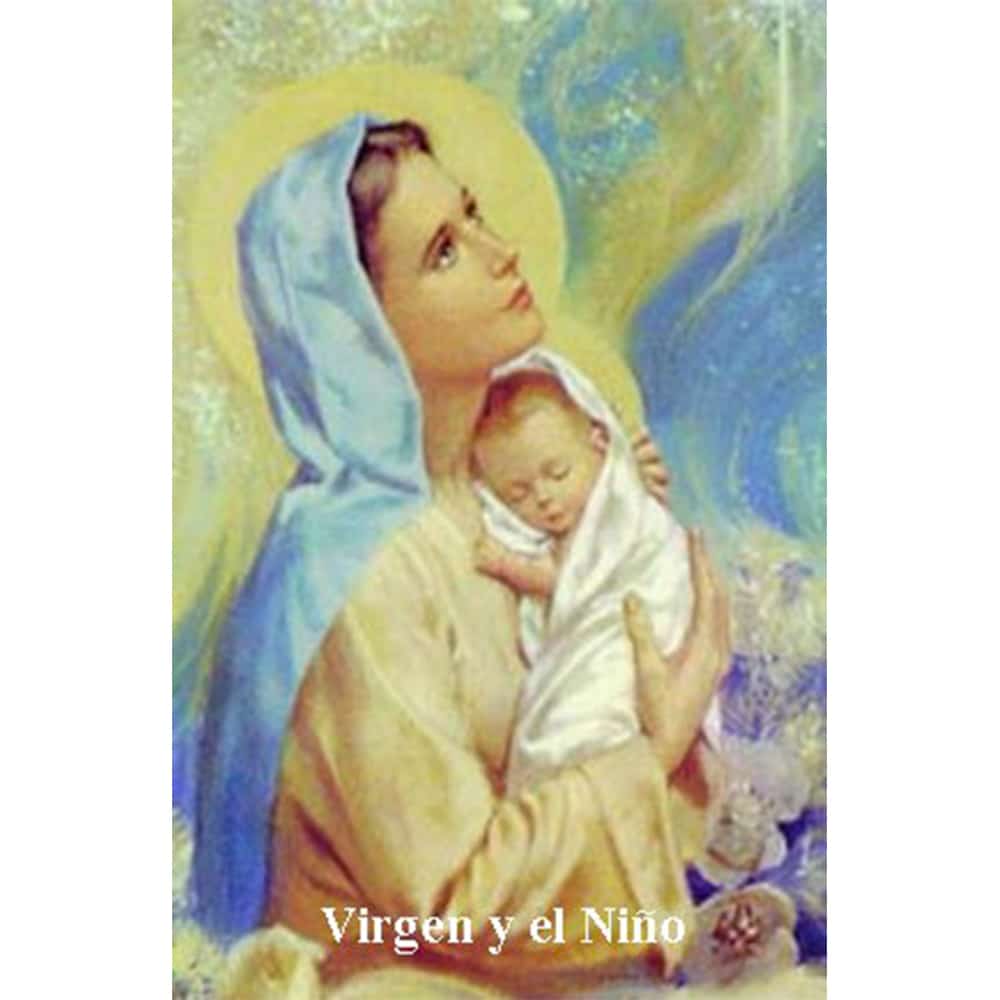 Estampa Plastificada Virgen María Con el Niño