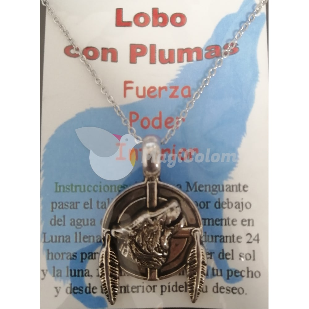 Talismán Lobo con Plumas