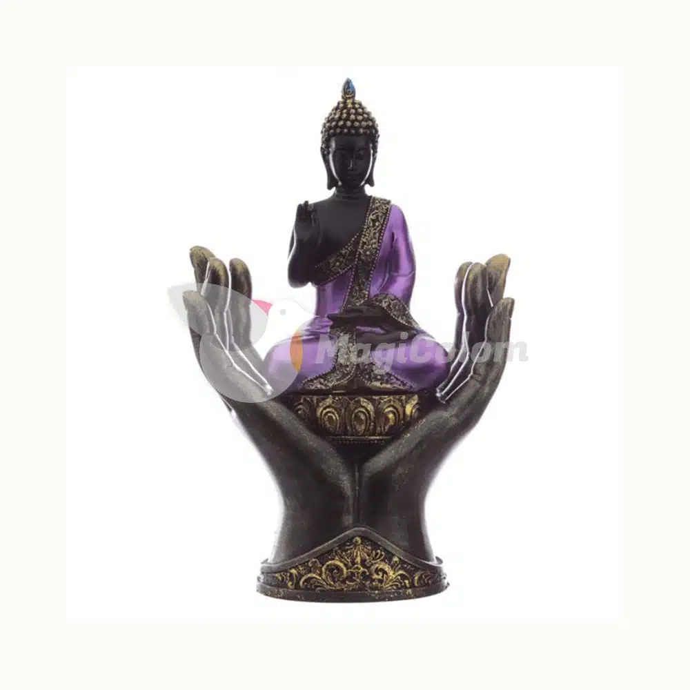 Figura Buda Tailandés y Manos, Negro y Morado