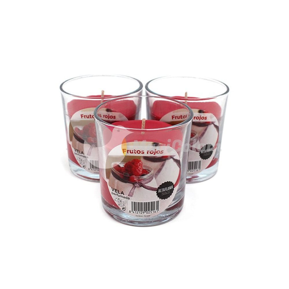 Vela aromática Frutos Rojos con vaso cristal