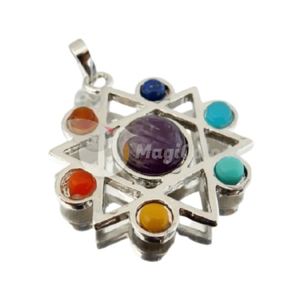 Colgante 7 chakras Estrella de David