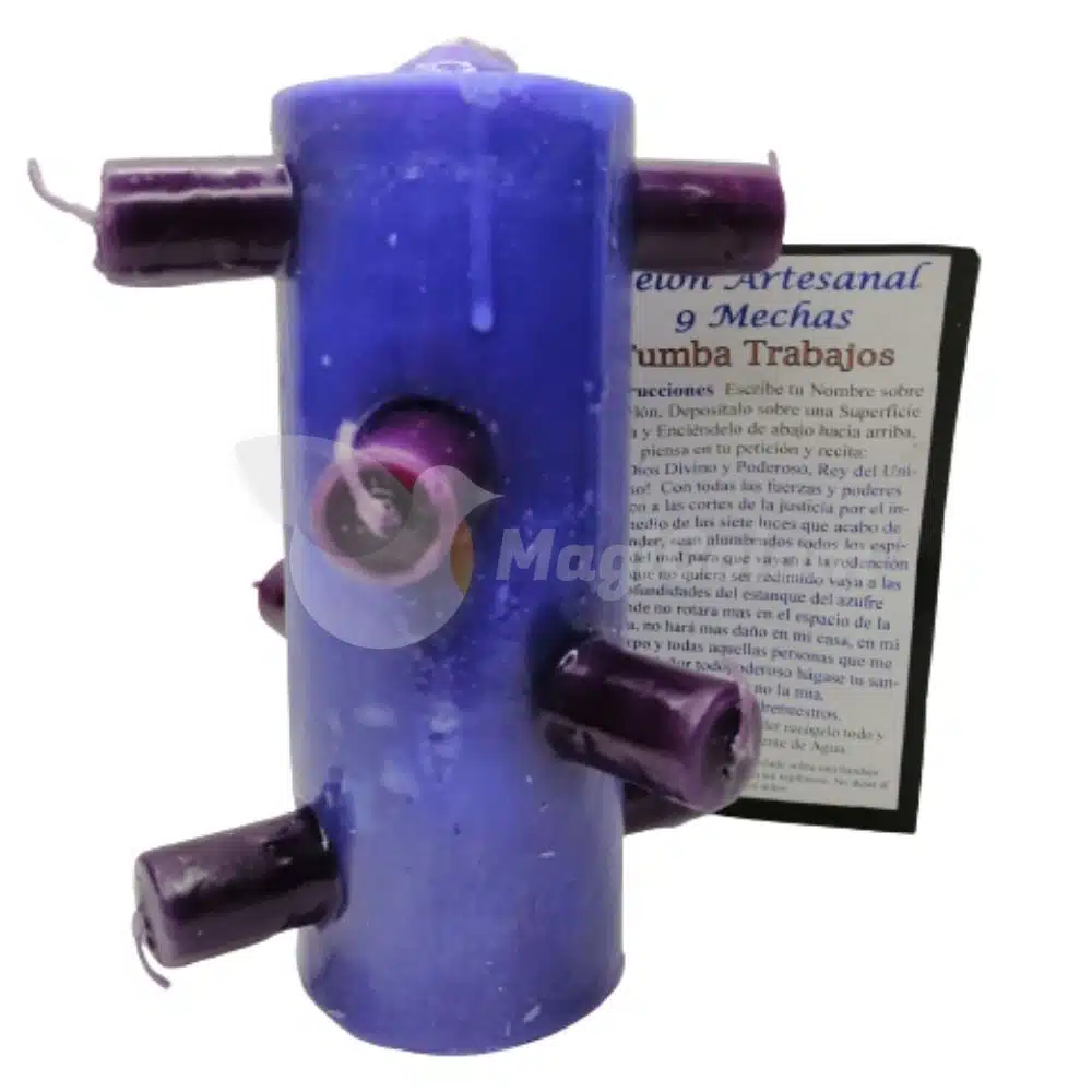 Velón 9 mechas morado