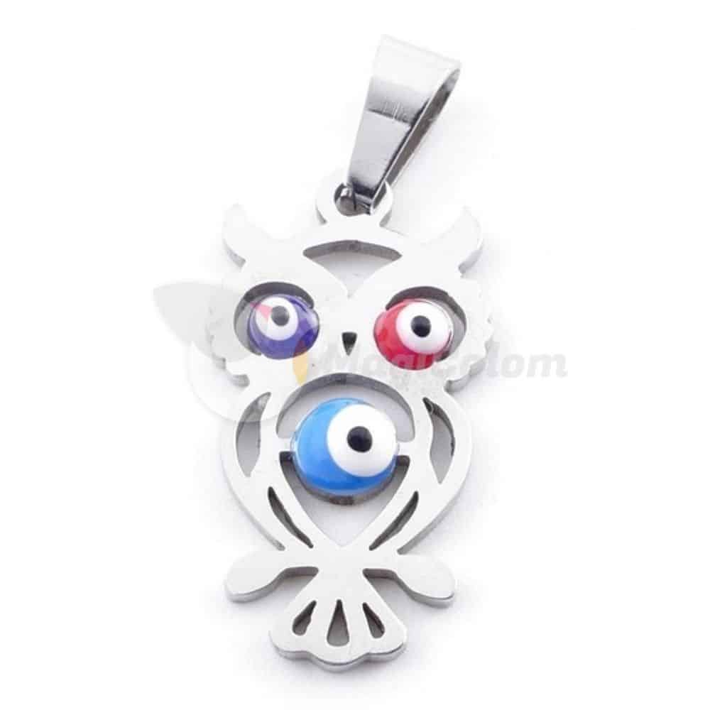 Colgante Búho Acero Con Ojo Turco