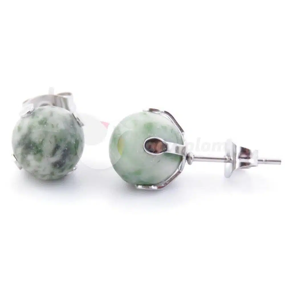 Pendientes Acero con bola Ágata Árbol