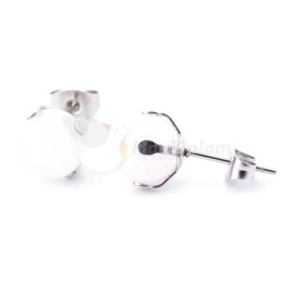Pendientes Acero con bola Cuarzo Rosa