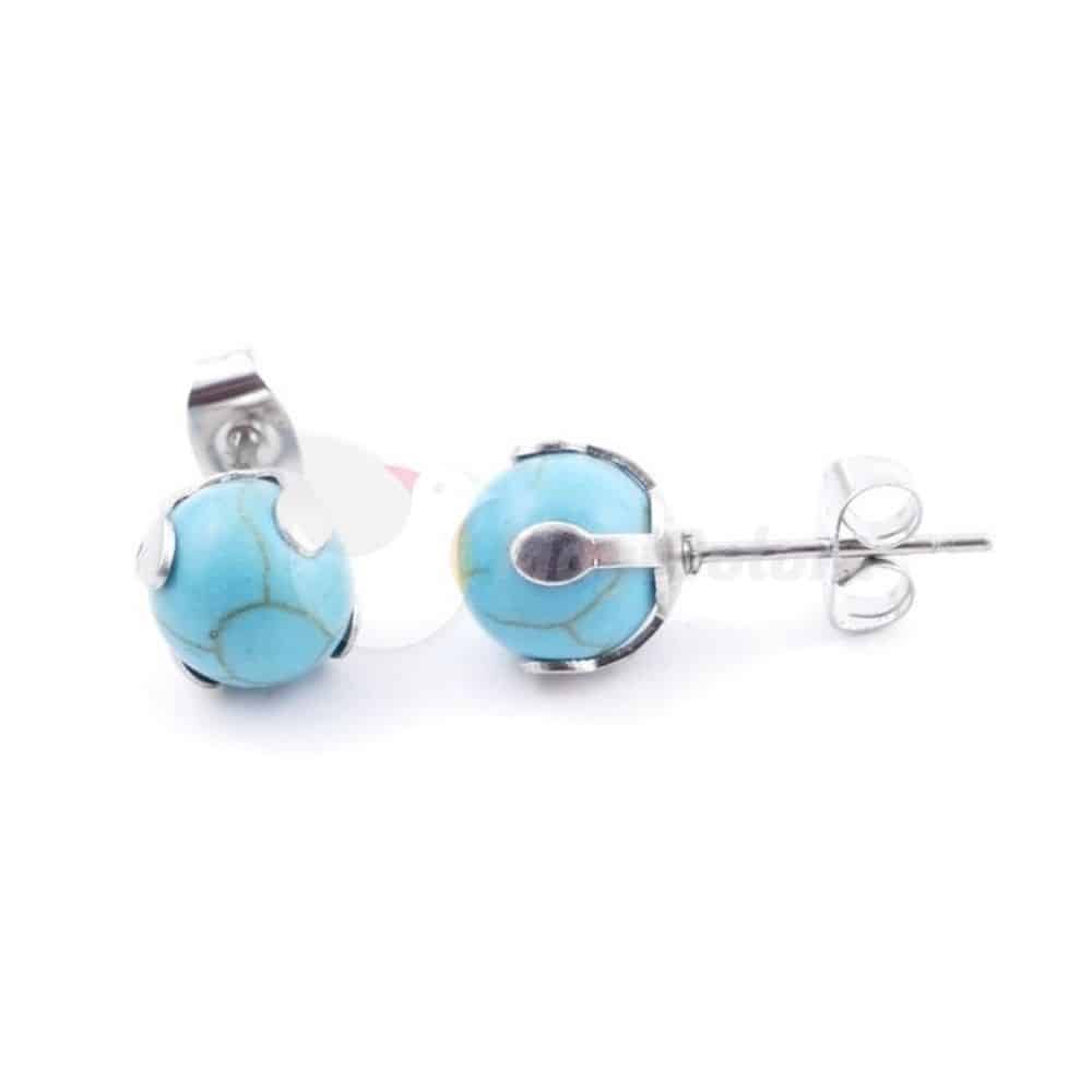 Pendientes Acero con bola Turquesina