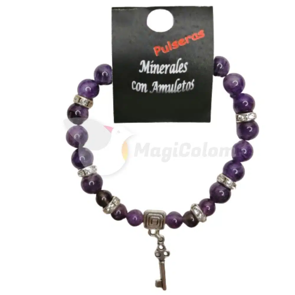 Pulsera de Amatista con Llave Abrecaminos