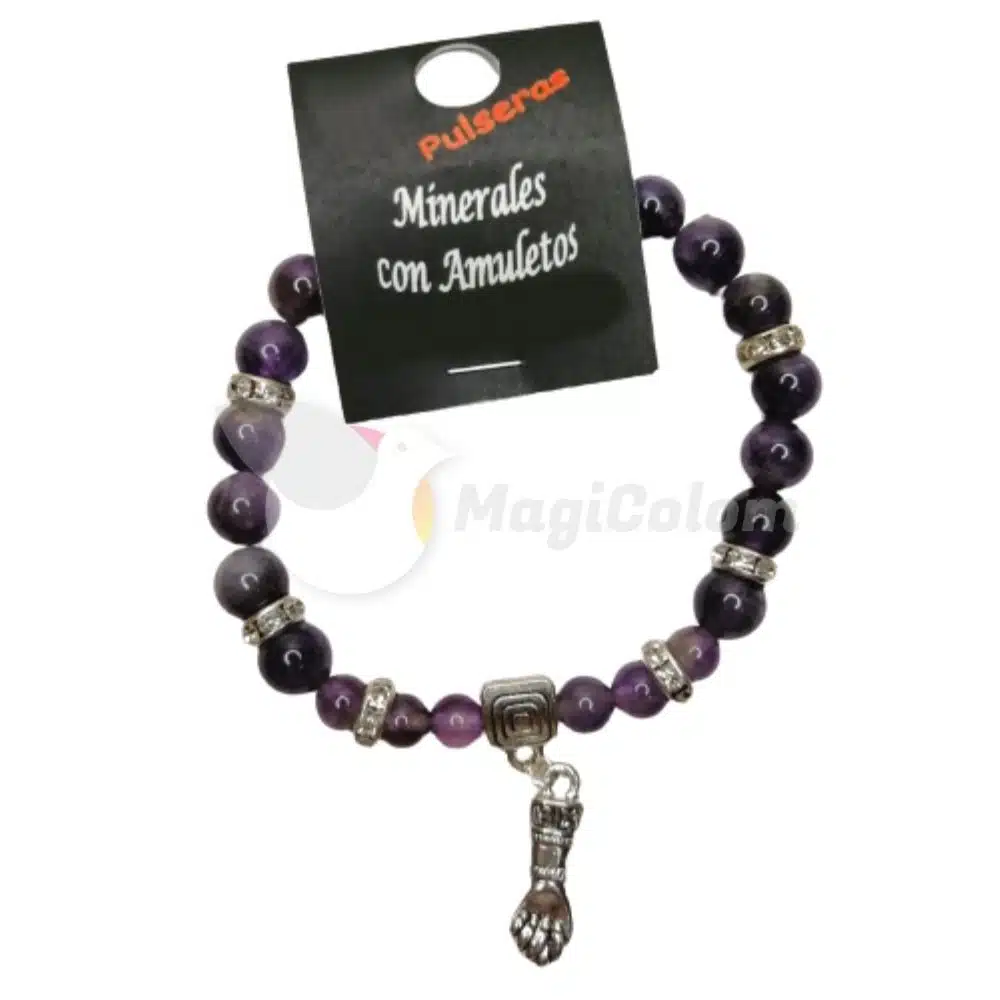 Pulsera Mineral Amatista con Puño Figa