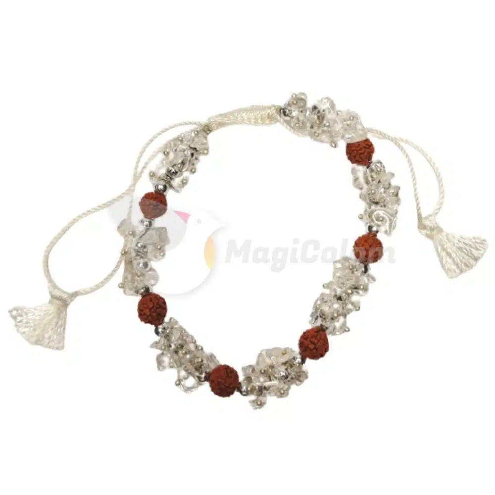 Pulsera de Cuarzo Cristal con Rudraksh Chip