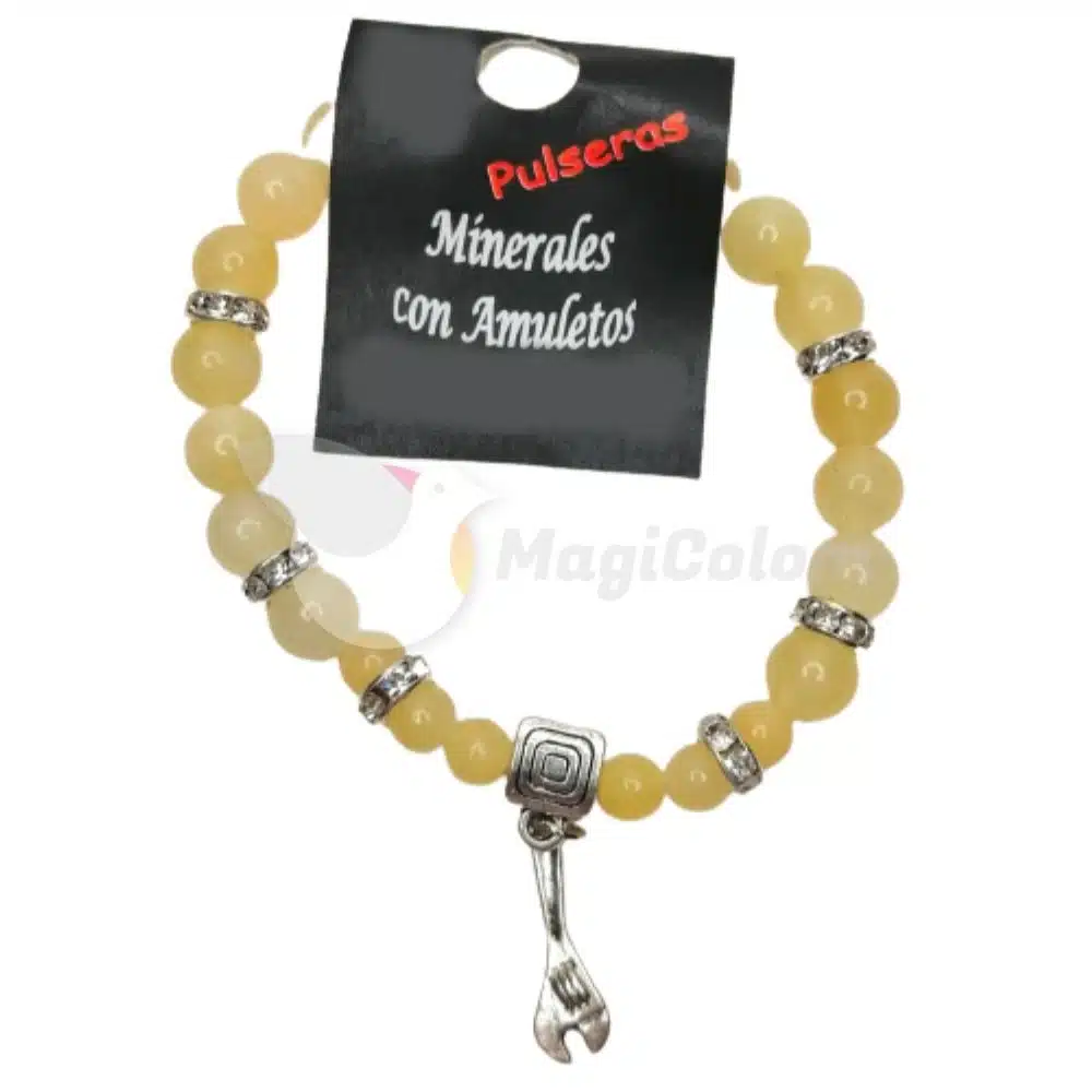 Pulsera Mineral Jaspe Amarillo con Llave del Trabajo