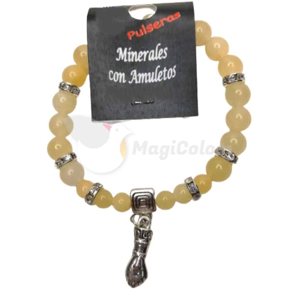 Pulsera Mineral Jaspe Amarillo con Puño Figa