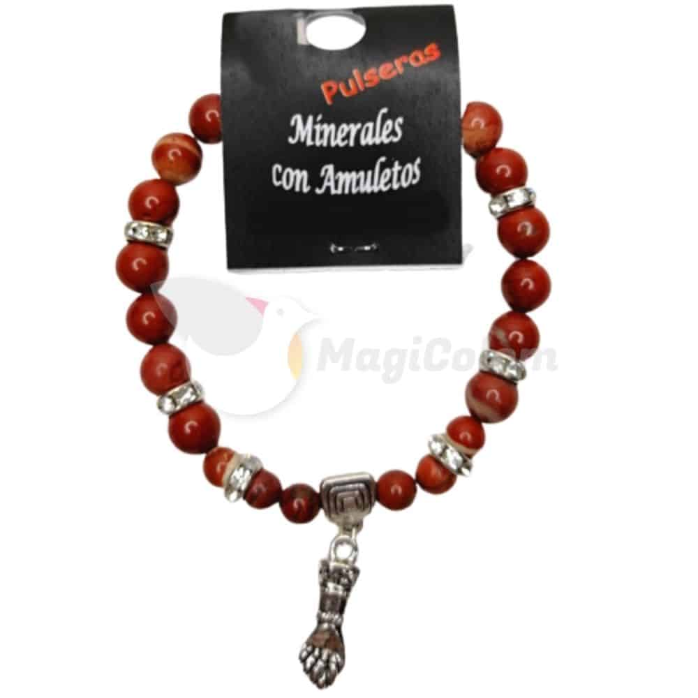 Pulsera Mineral Jaspe Rojo con Puño Figa