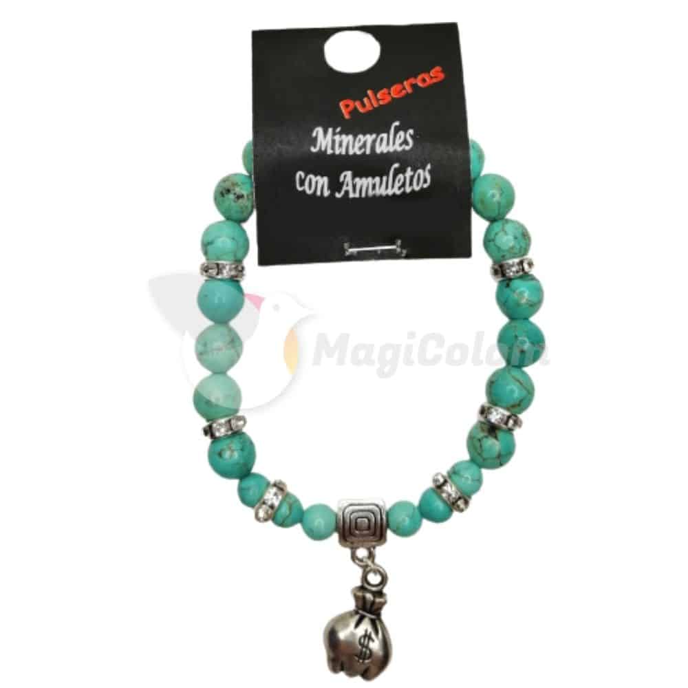 Pulsera Mineral Turquesa con Morralito del dinero