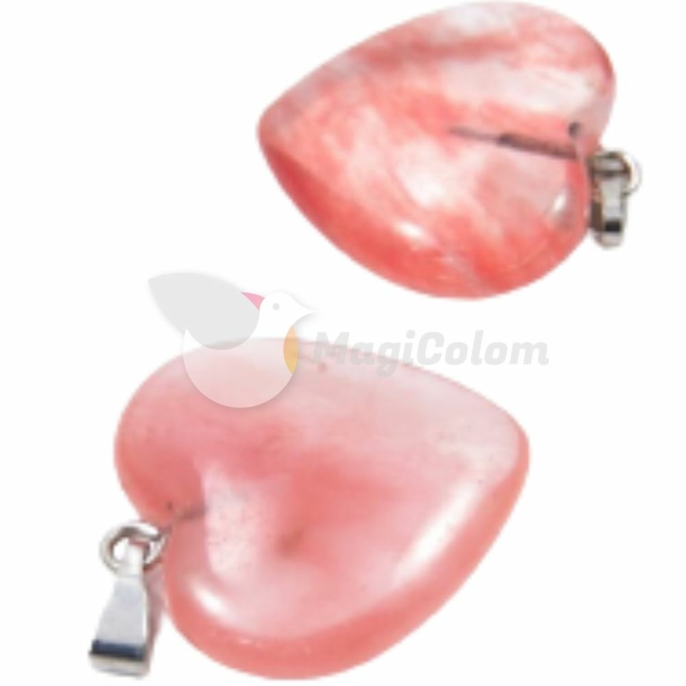 Colgante Corazón Engarzado Cuarzo Cerezo