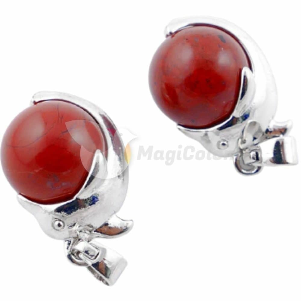 Colgante Delfín con Bola de Jaspe Rojo