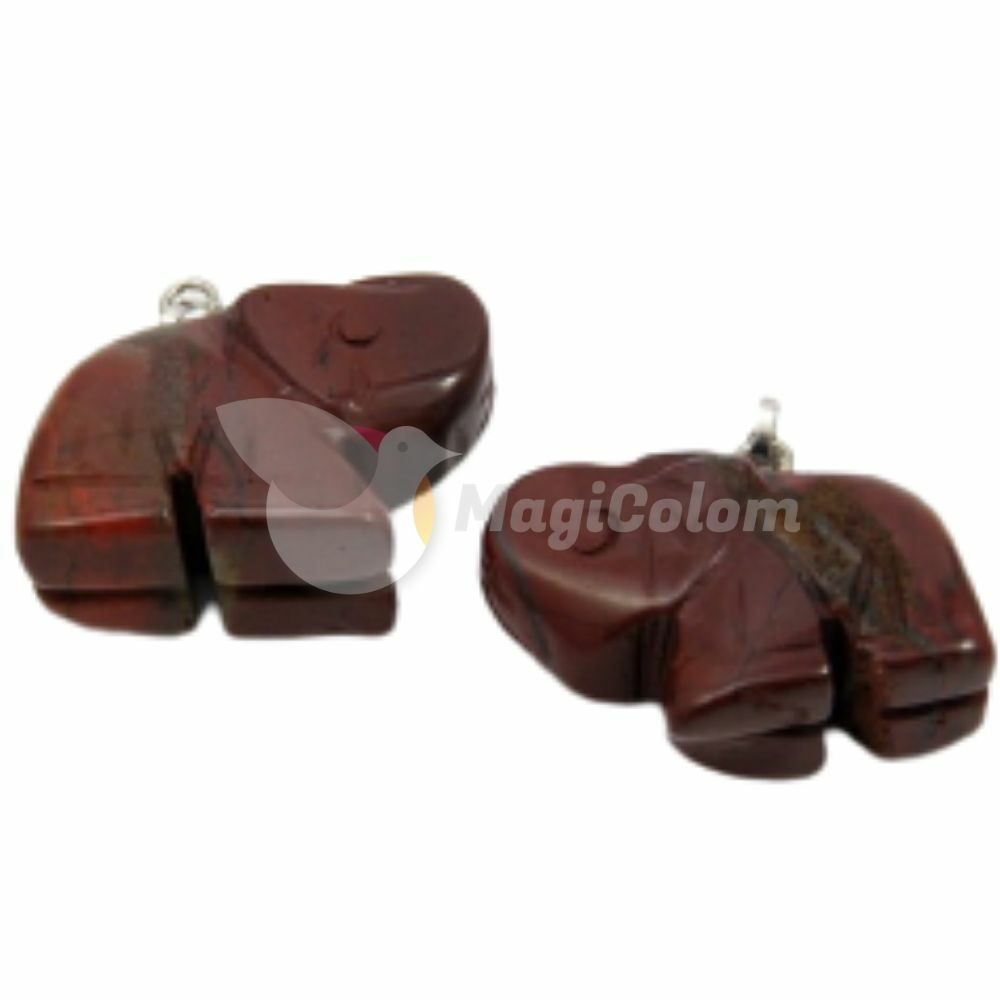 Colgante Elefante Engarzado Jaspe Sardo