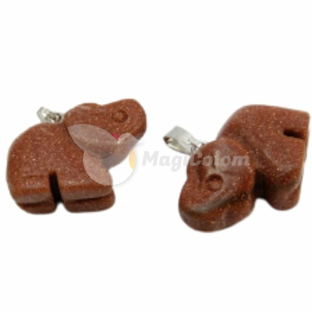 Colgante Elefante Engarzado Venturina Dorada
