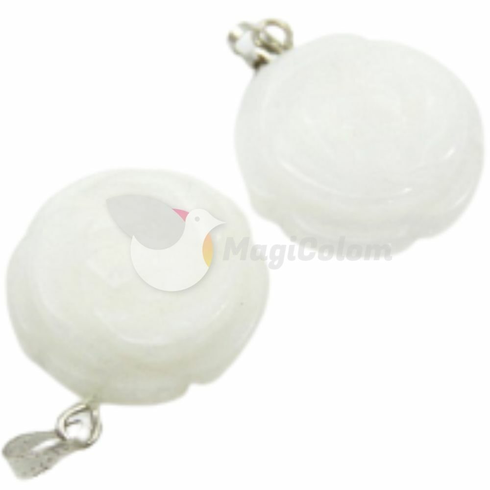 Colgante Flor Engarzado Jade Blanco