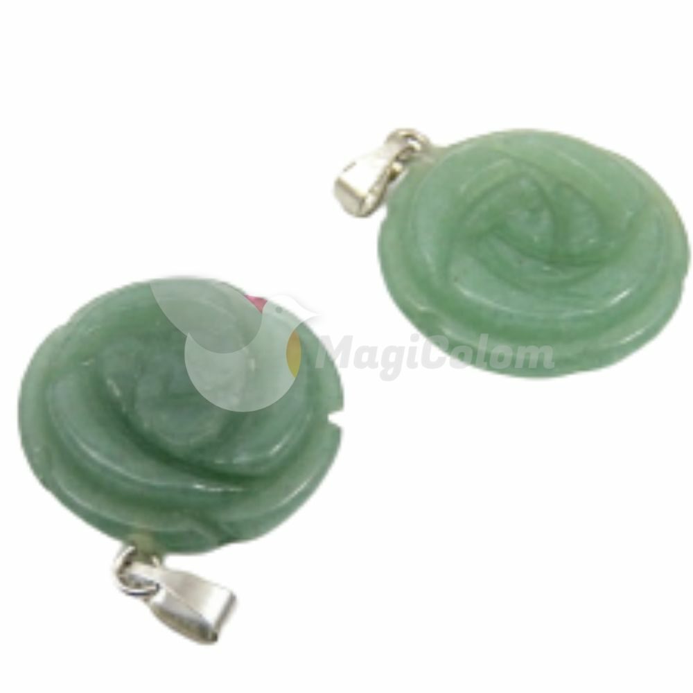 Colgante Flor Engarzado Venturina Verde