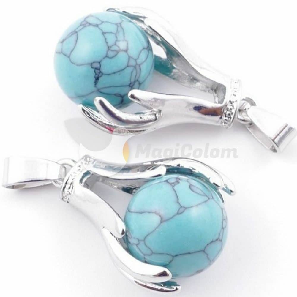 Colgante Manos con Bola de Turquesa