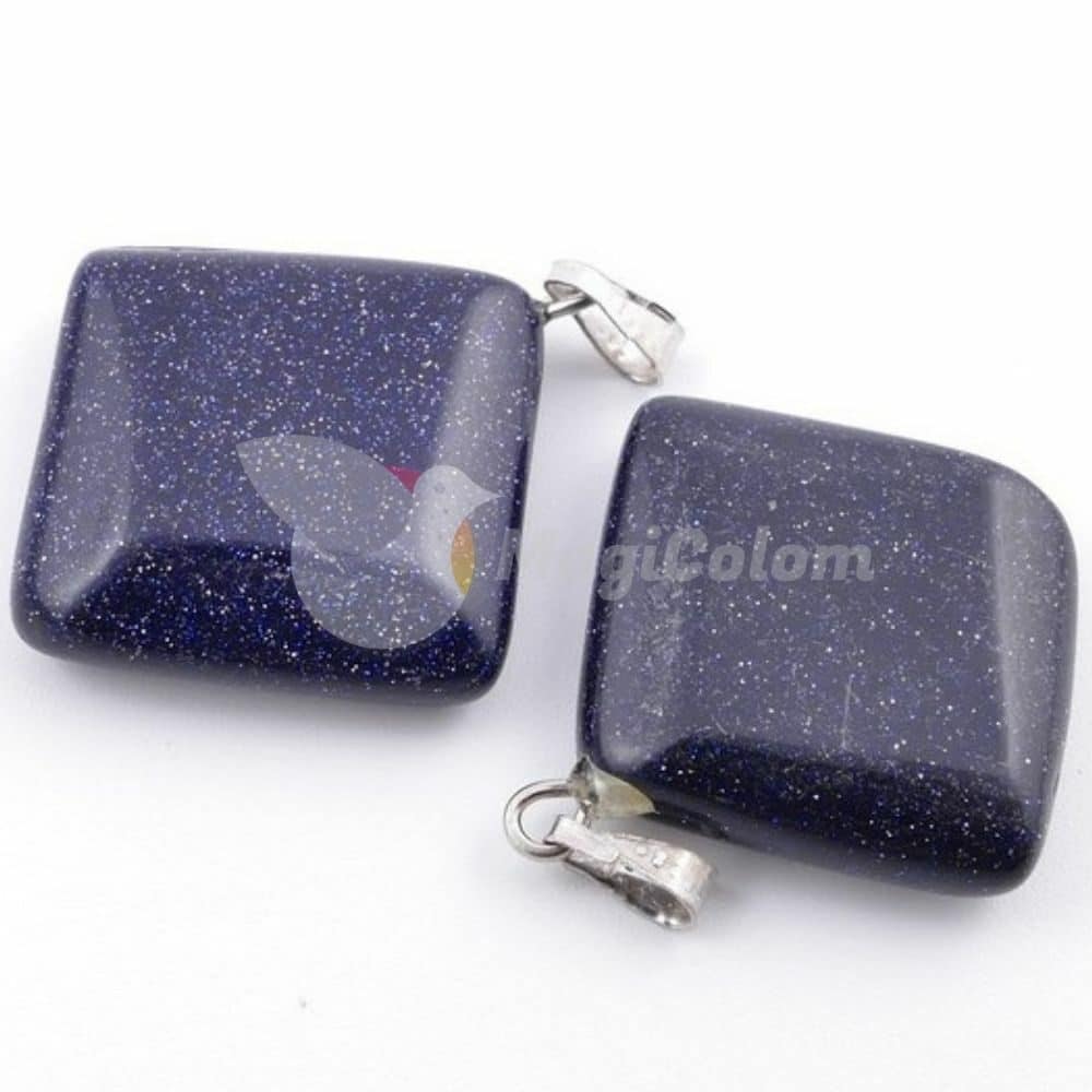 Colgante Rombo Engarzado Venturina Azul