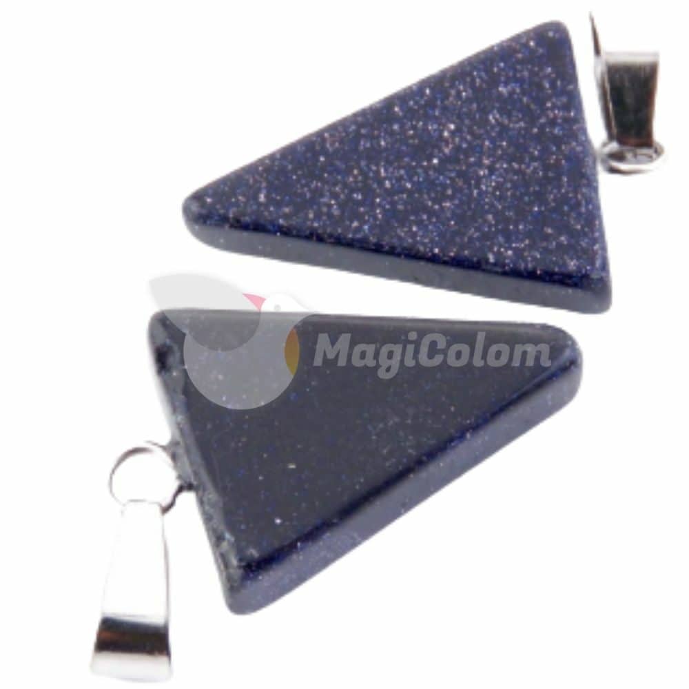 Colgante Triangular Engarzado Venturina Azul