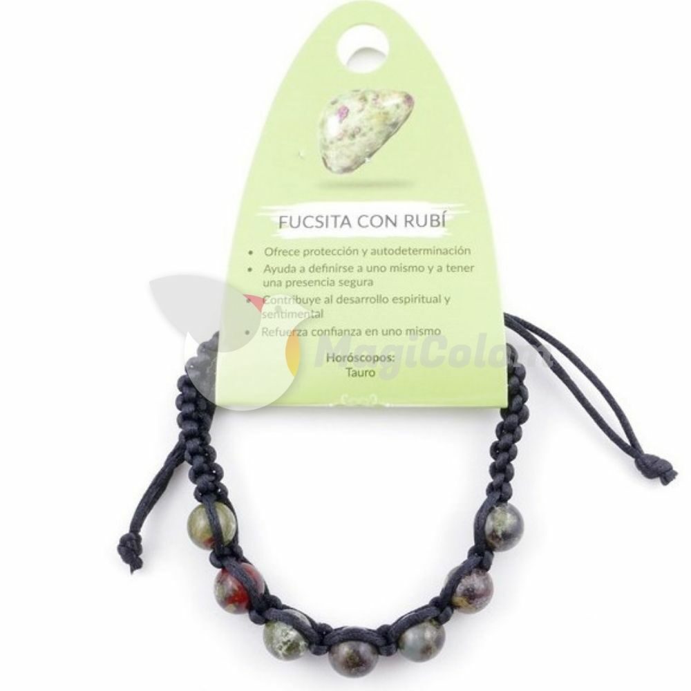 Pulsera Nudo Corredizo Fucsita con Rubí