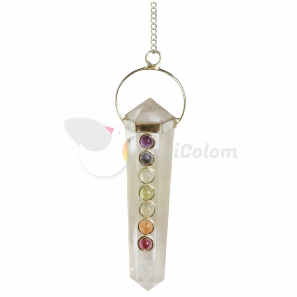 Pendulo Chakras Biterminado Cuarzo Cristal