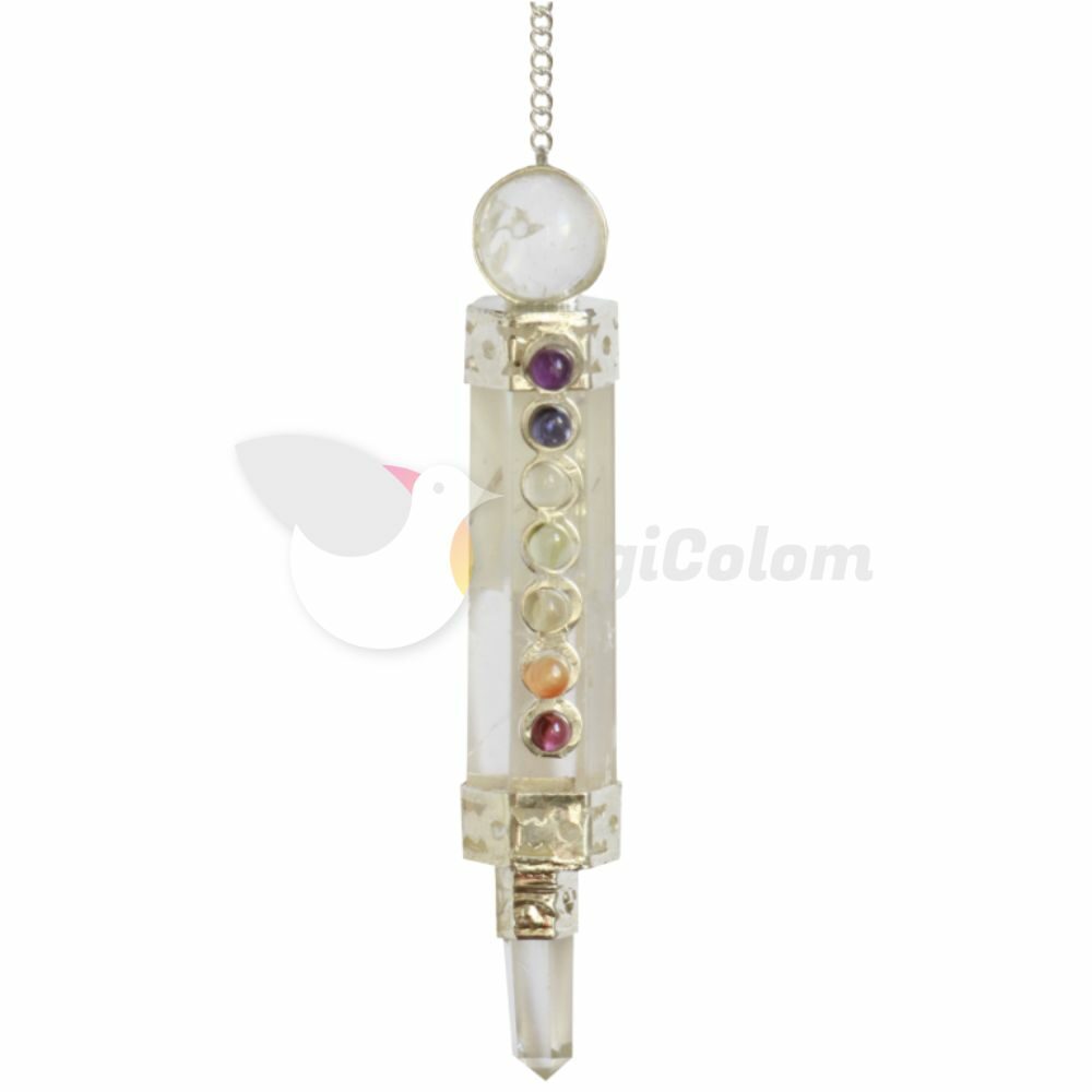 Pendulo Chakras Hexagonal Cuarzo Cristal