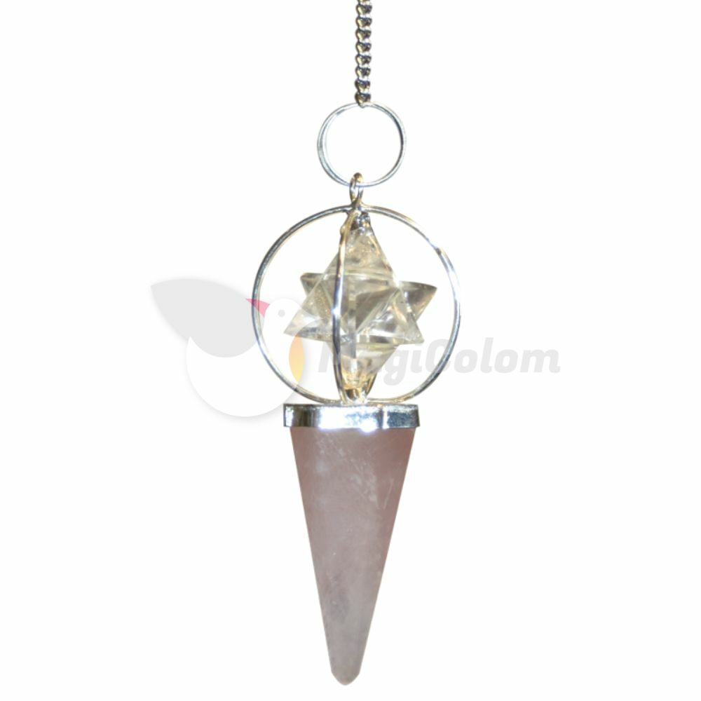 Pendulo Merkaba Cuarzo Rosa Cuarzo Cristal