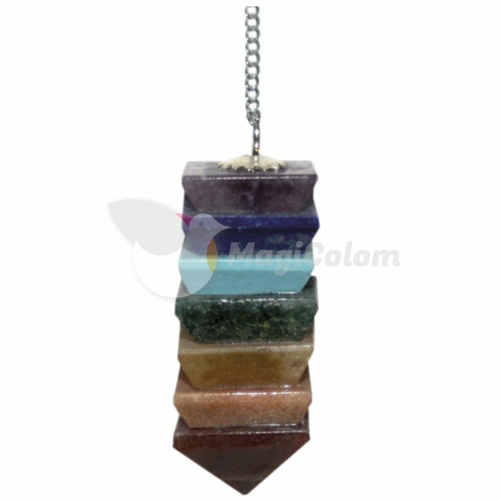 Pendulo Plateado Piramide Chakras No-36
