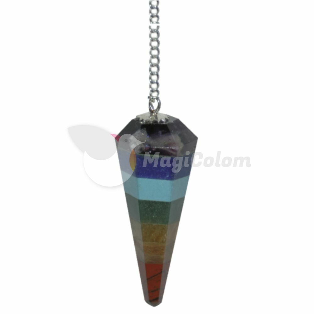 Pendulo Plateado Siete Chakras No-32