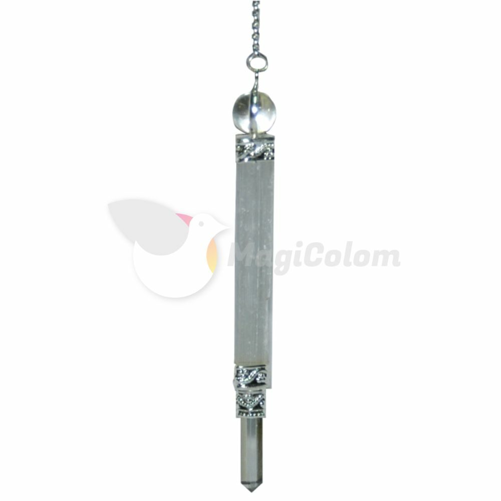 Pendulo Selenita Bola Punta Cuarzo Cristal