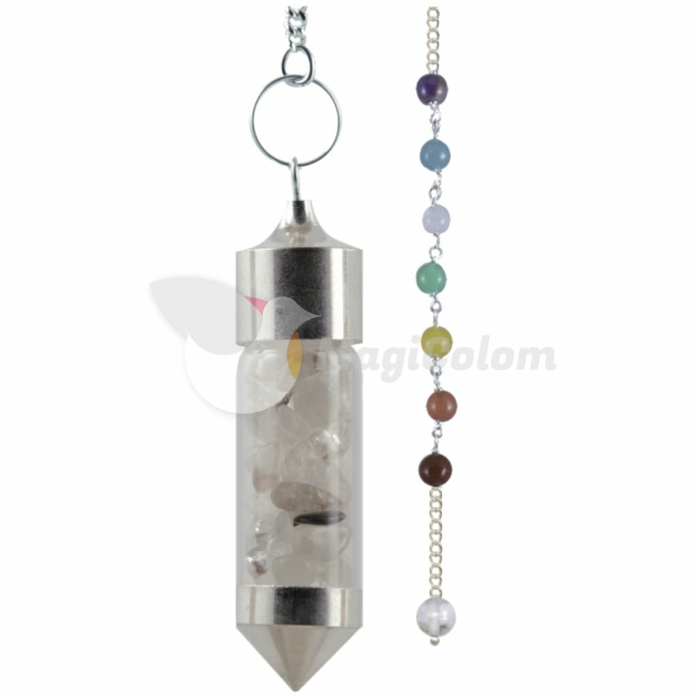 Pendulo Tubo Chip Cuarzo Cristal