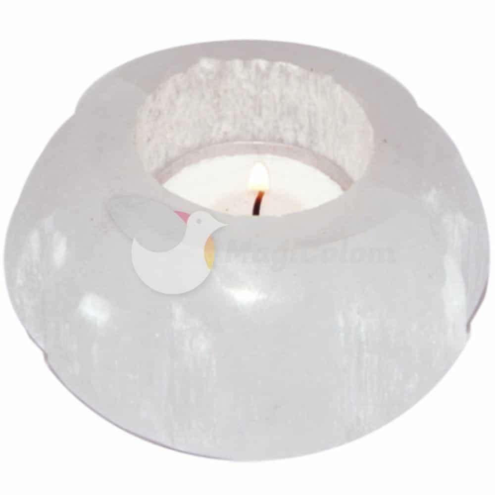 Porta Velas de Selenita Tallado