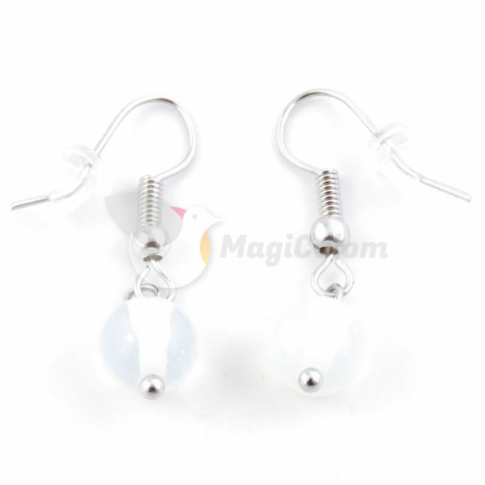 Pendientes Acero con bola Opalina