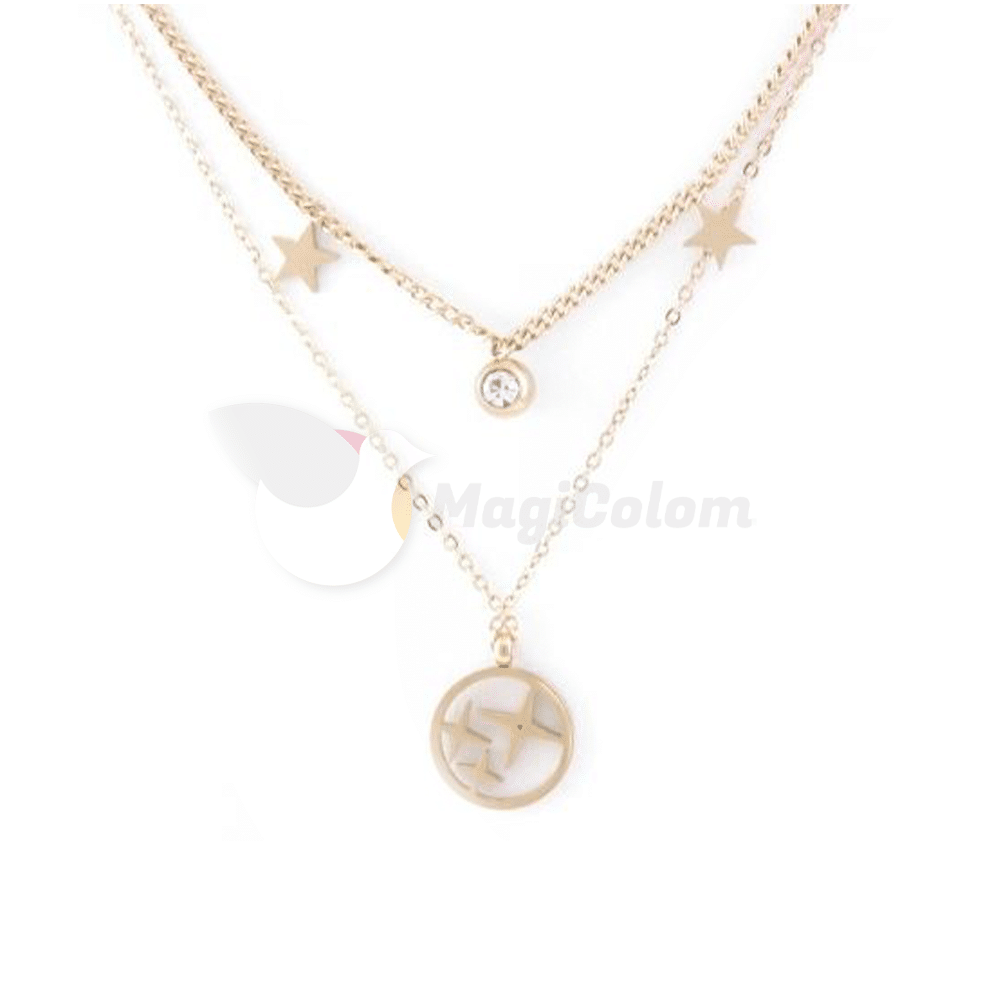 Collar con Dijes Doble con Estrellas