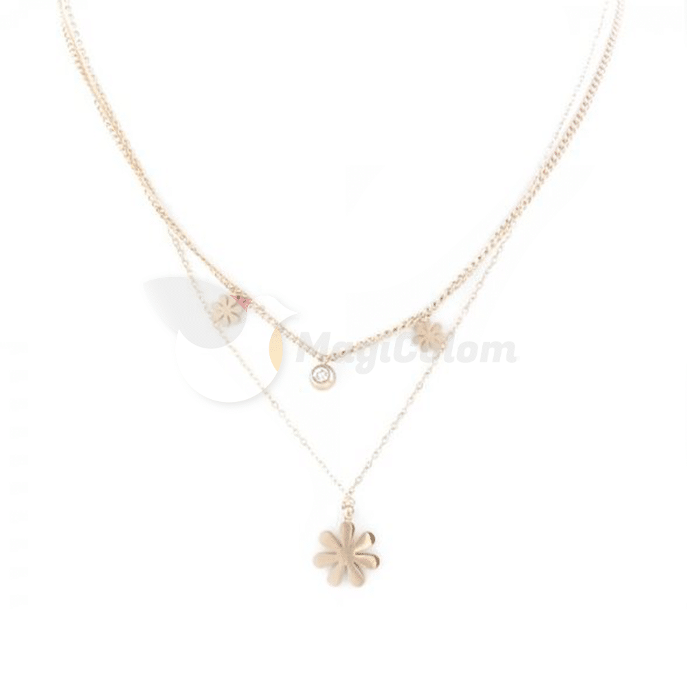 Collar con Dijes Doble con Flores