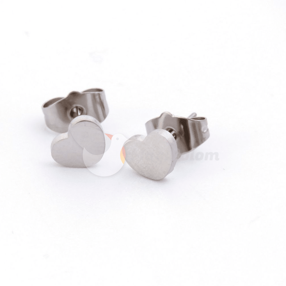 Pendientes Pegados Acero Corazón