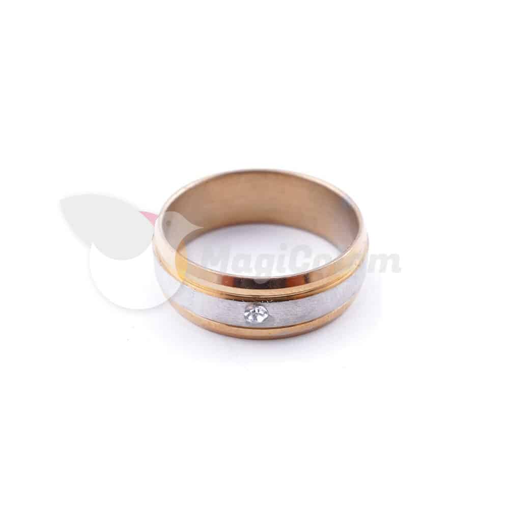 Anillo Bordes Dorados con Brillante