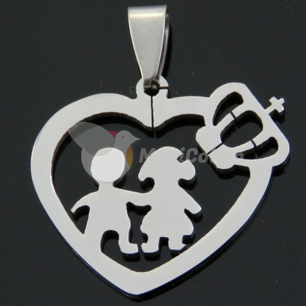 Colgante Corazón con Corona de Acero