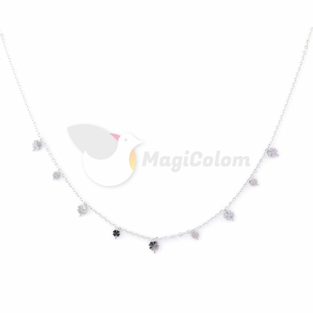 Collar Dijes Trébol Acero