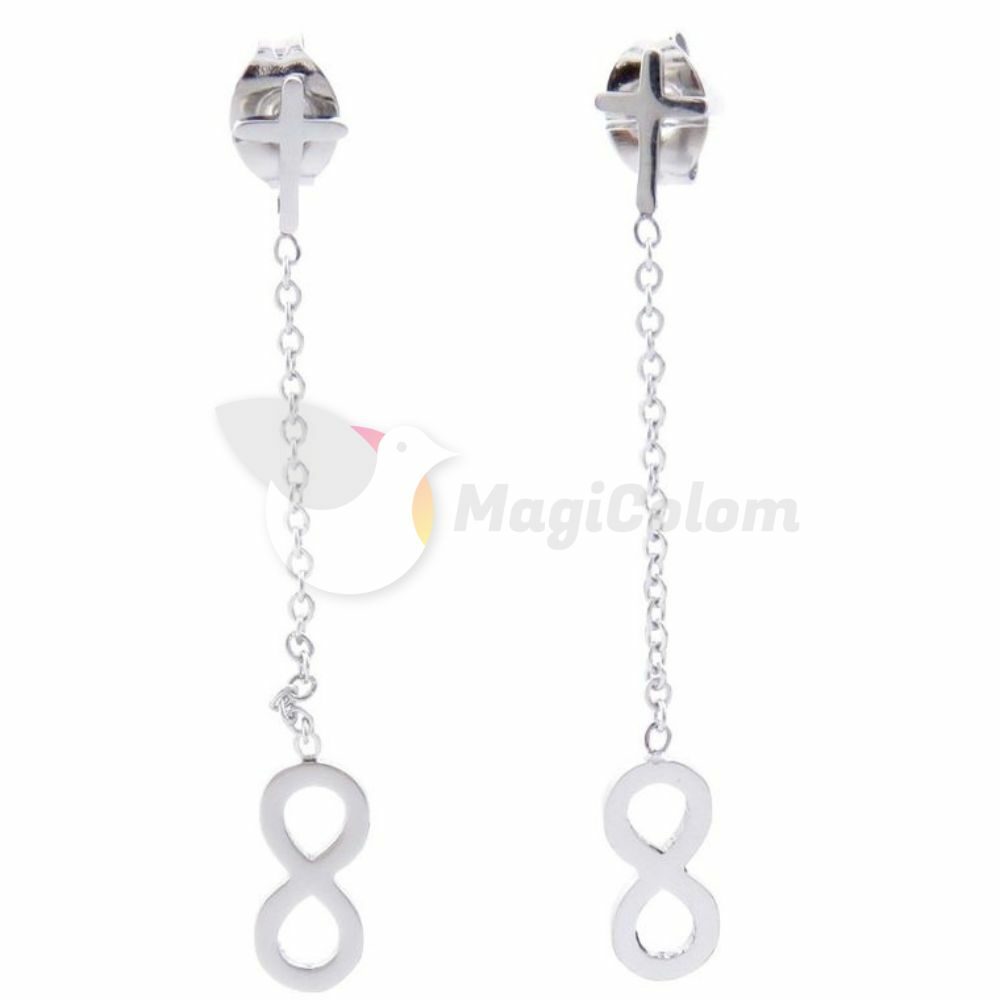 Pendientes de Acero con Cadena y Infinito Colgando