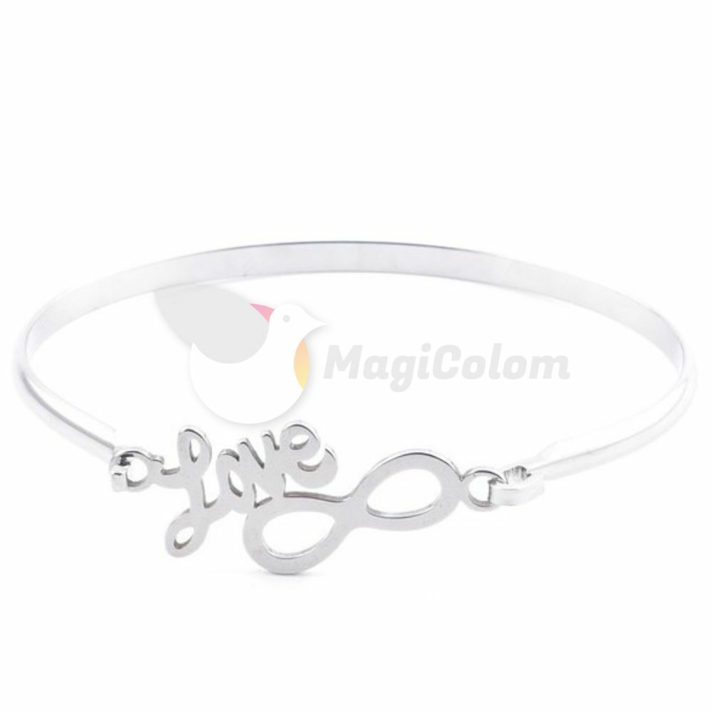 Pulsera de Acero con Charm Love y Infinito