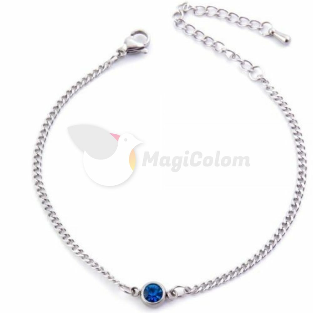 Pulsera de Acero con Cristal de color Azul