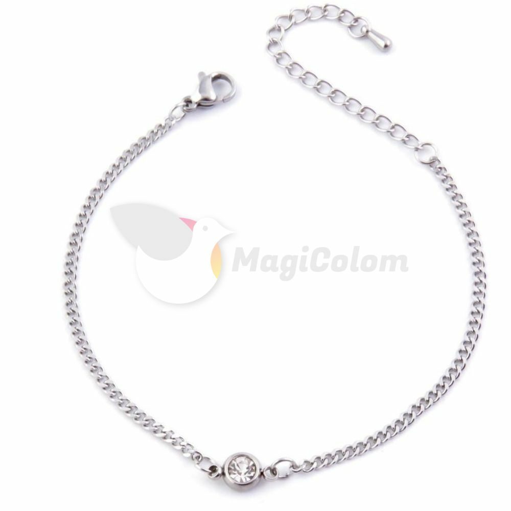 Pulsera de Acero con Cristal de color Blanco