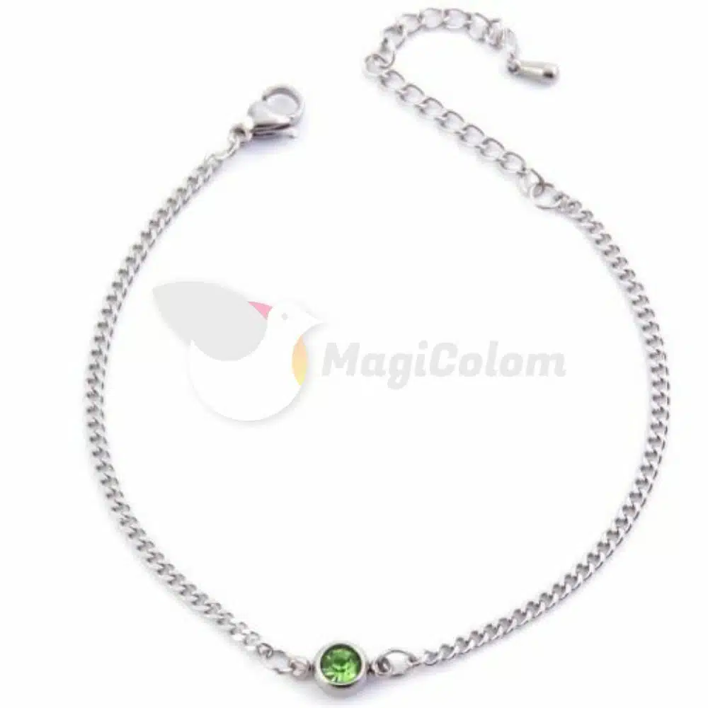 Pulsera de Acero con Cristal de color Verde