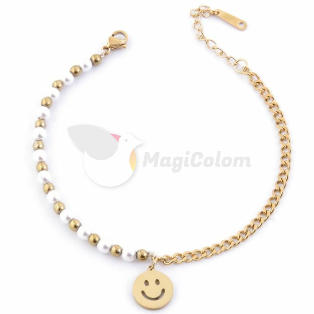 Pulsera Cuentas de Perla con Cara Sonriente